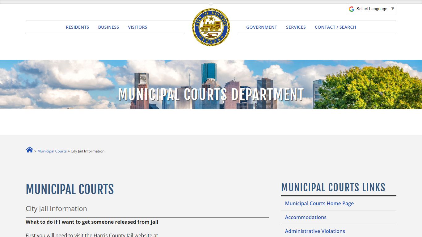 City Jail Information - City of Houston eGovernment Center