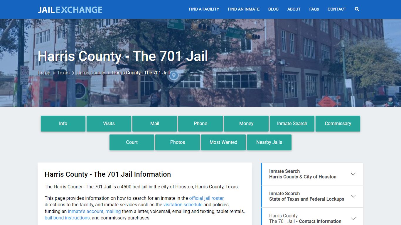 Harris County - The 701 Jail, TX Inmate Search, Information